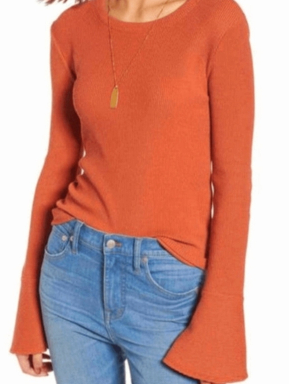 Olivaceous Longsleeve Rust Flared Bell Top
